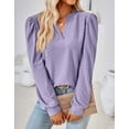 thumbnail image 5 of Alsol Lamesa Womens Long Puff Sleeve Fall Tops Dressy V Neck Knit Top Casual 2023 Trendy Tshirts Blouses Shirts for Women, 5 of 6