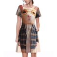 thumbnail image 1 of Xecao Mignonne Souris en Lunettes pour Femmes Été Robe Midi à Manches Courtes avec Poches Robe Décontractée T-Shirt Fluide Robe de Plage, 1 of 6