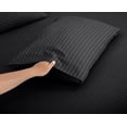 thumbnail image 5 of ROYALE LINENS 4 Piece King Sheets Set - Soft Brushed 1800 Microfiber Bedding - 1 Fitted, 1 Flat Sheet, 2 Pillow Cases - Wrinkle Free & Fade Resistant - Hotel Luxury Bed Sheets (Stripe Black, King), 5 of 10