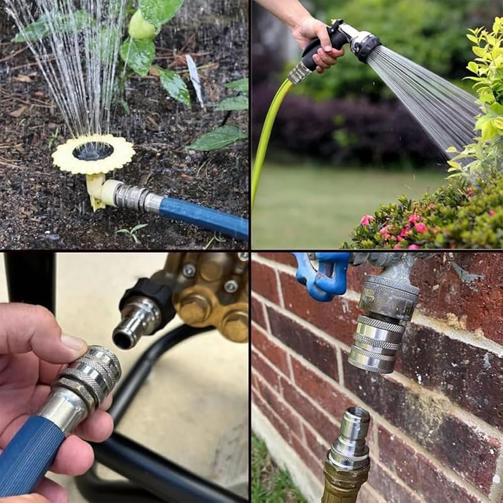 Stainless Steel Garden Hose Quick Connect Fittings Set，Universal Fit 3/4 Inch Stainless Steel Water Hose Quick Connector ，Ideal For Gardens, Farms, Duty Irrigation (2PCS)