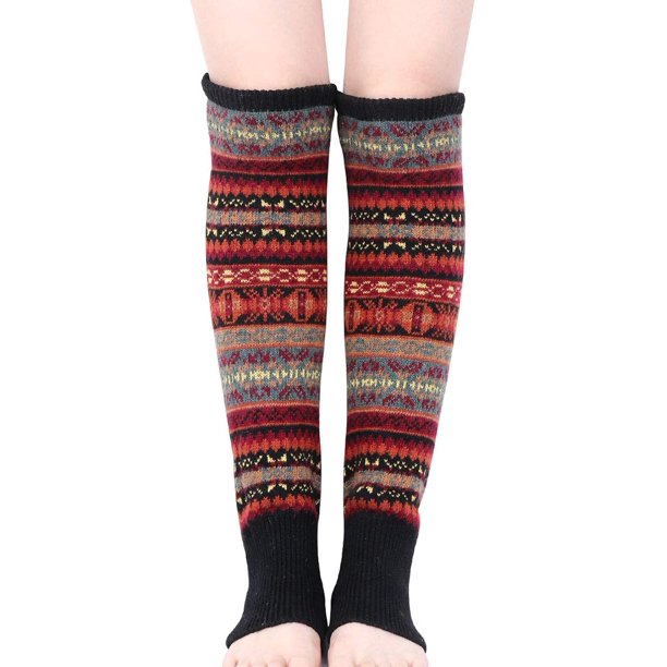 Calcetines calentadores de piernas para mujer - Calentadores de rodillas cálidos de invierno Calcetines largos para botas tejidos a crochet para mujer Suaves y cómodos Tobilleros sin pies Calcetines