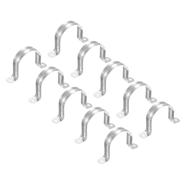 Unique Bargains 63mm Rigid Pipe Strap Clamp, 20 Pcs 304 Stainless Steel Two Hole U-shape Tube Clip