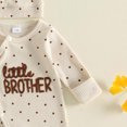 thumbnail image 6 of HWJAD Baby Boys Waffle Footed Romper Set for Little Brother Newborn Long Sleeve Jumpsuit Coming Home Clothes Infant Bodysuit Hat Fall Outfits, 6 of 8