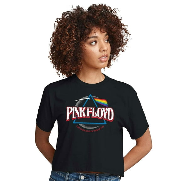 Pink Floyd - DSOTM Crescent - Juniors Cropped Cotton Blend T-Shirt