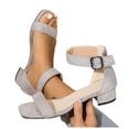 thumbnail image 3 of Bmisegm Women Sandals Fashion New Pattern Simple Solid Color Open Toe Breathable and Comfortable Thick Heel Square Heel Buckle Strap Summer Shoes Womens Sandals Summer Grey 7.5, 3 of 9