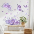 thumbnail image 3 of Purple Floral Wall Decals with Butterflies Removable Watercolor Flower Stickers for Bedroom Living Room Decor, 3 of 6