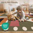 thumbnail image 4 of ODIKA 8'x10' Washable Area Rug Non-Shedding, Easy Care, Olive Pink Geometric Artistic Design Elegant Rectangular Motif with Stripes for King Size Bedroom Under Bed, Master Suite, 4 of 7