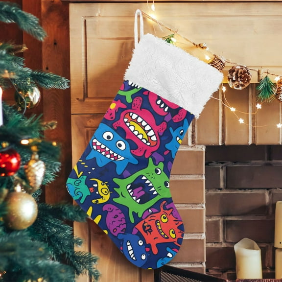 RMDQTR Christmas Stockings for Xmas Gifts - Large Size Festive Holiday Decor for Family Monsters