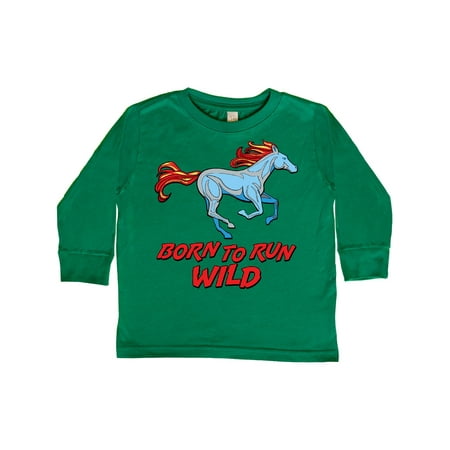 

Inktastic Born to Run Wild- galloping horse Gift Toddler Boy or Toddler Girl Long Sleeve T-Shirt