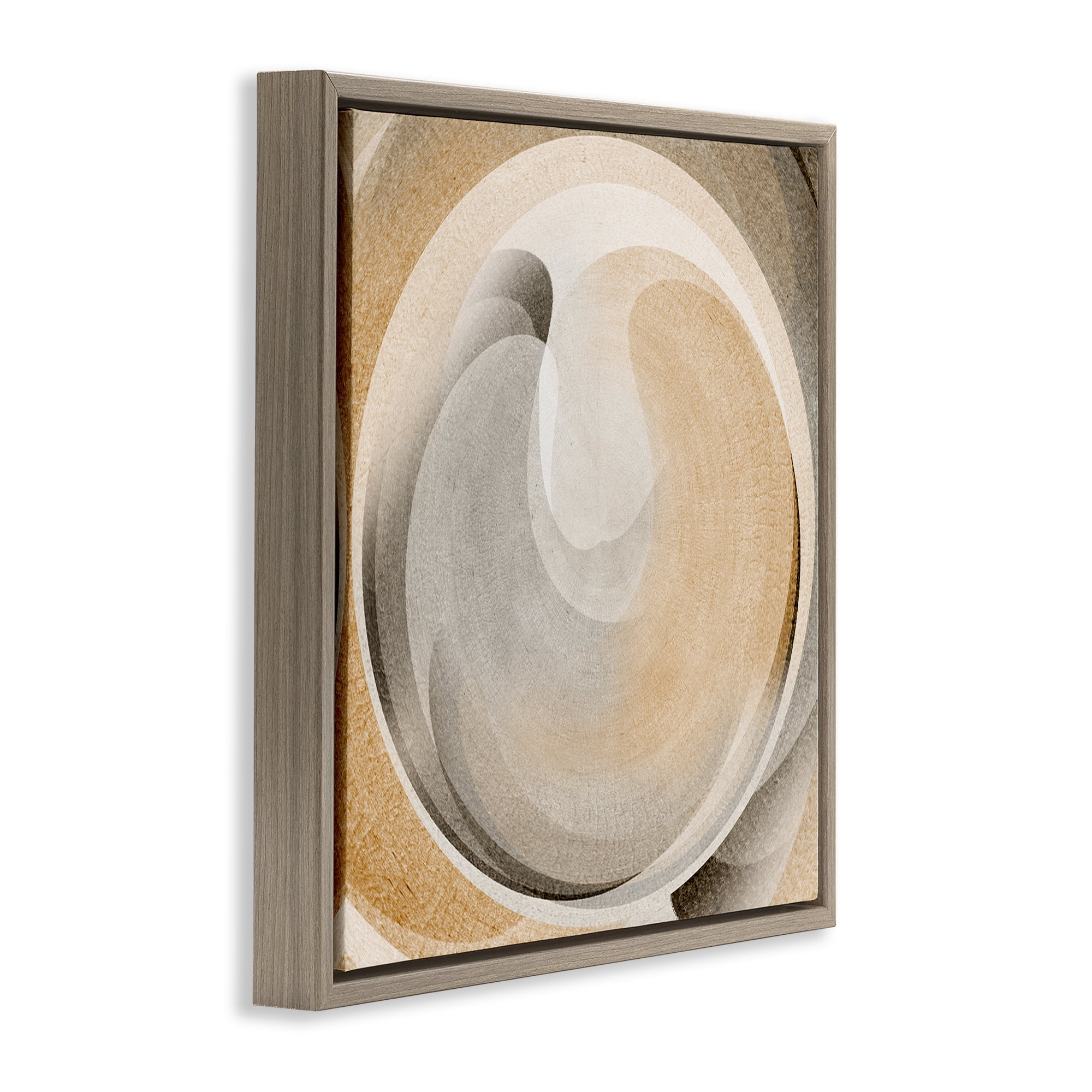 Stupell Industries Circular Soft Neutrals Abstract Painting Brown Floater Framed Canvas Art Print Wall Art, 25 x 25