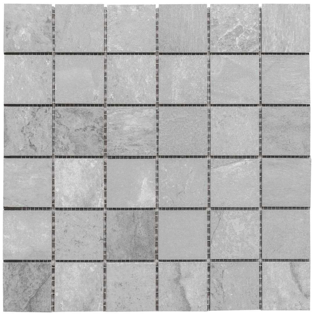 The Tile Life Wells Stone Slate 2" x 2" Gray Porcelain Mosaic Tile, Case of 11