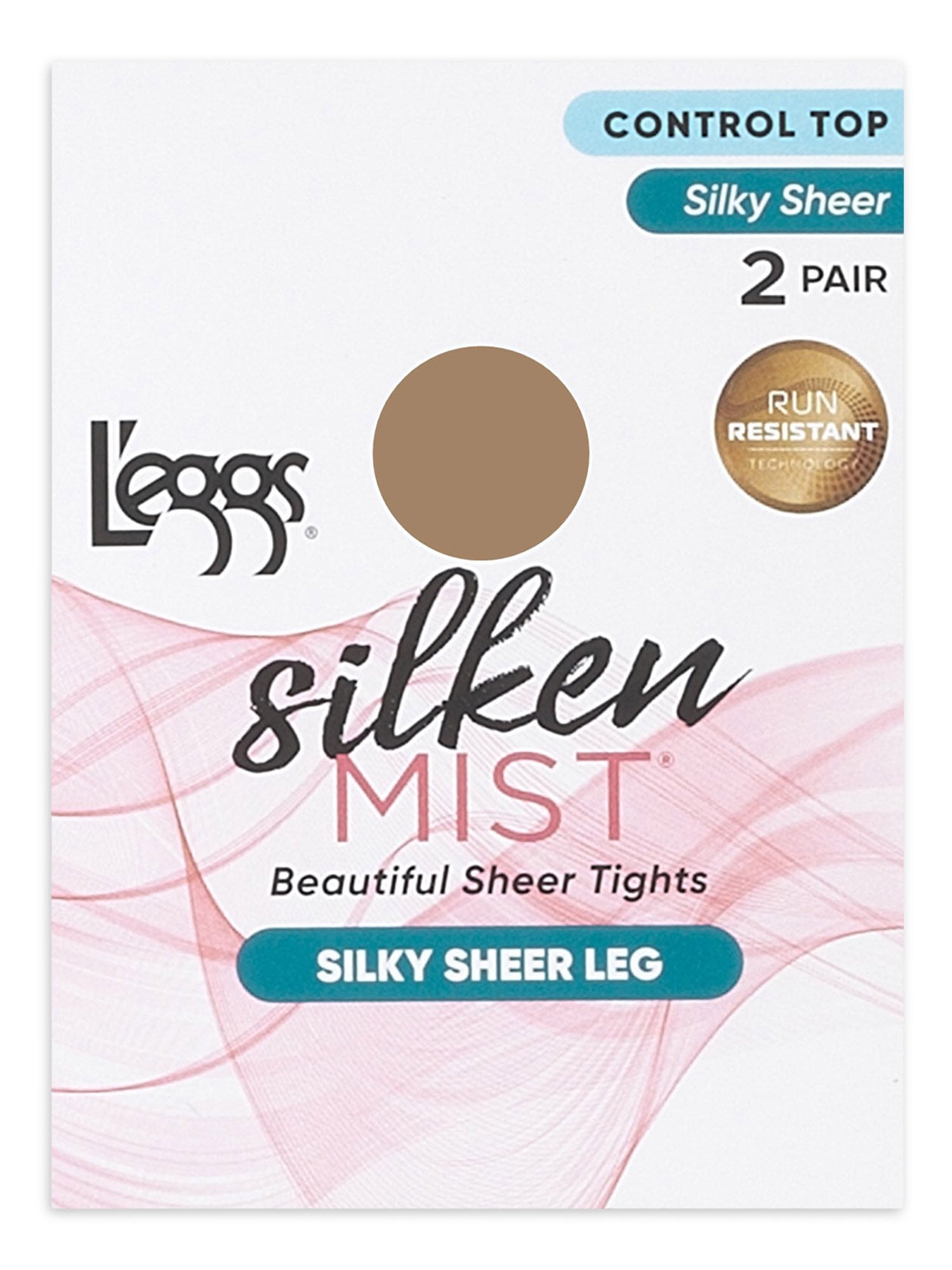 L'eggs Silken Mist Silky Sheer Leg Control Top Run Resistant Sheer
