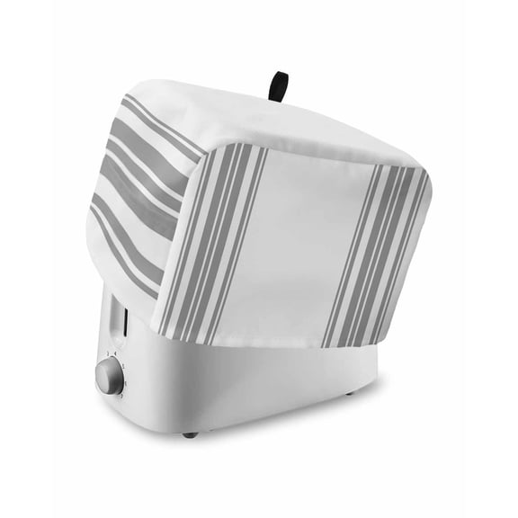 Grey Striped Toaster Cover 2 Slice, Modern White Striped Abstract Art Aesthetics Dustproof Bread Machine Oven Cover with Storage Pockets, Fits Most Kitchen Toasters Protector