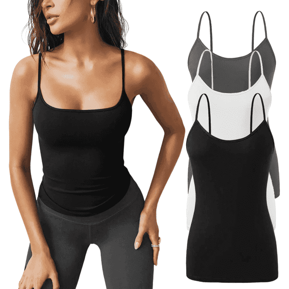 SOMER 3 Pack Women's Tank Tops Square Neck Sleeveless Ladies Tank Top Undershirts