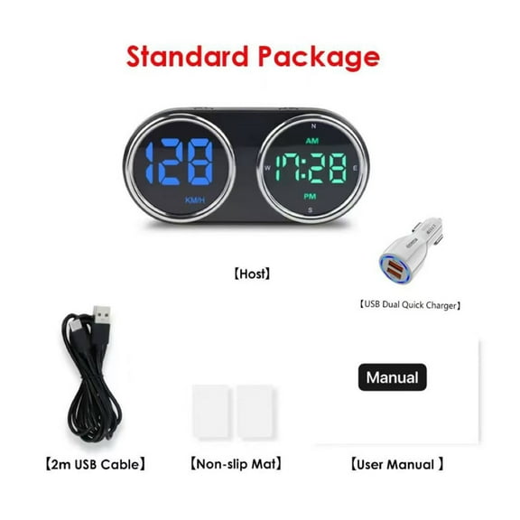 DAMIFU Car Head-Up Digital Speedomter Clock Hud Alarm Kmh For Mph Speed 7-Color