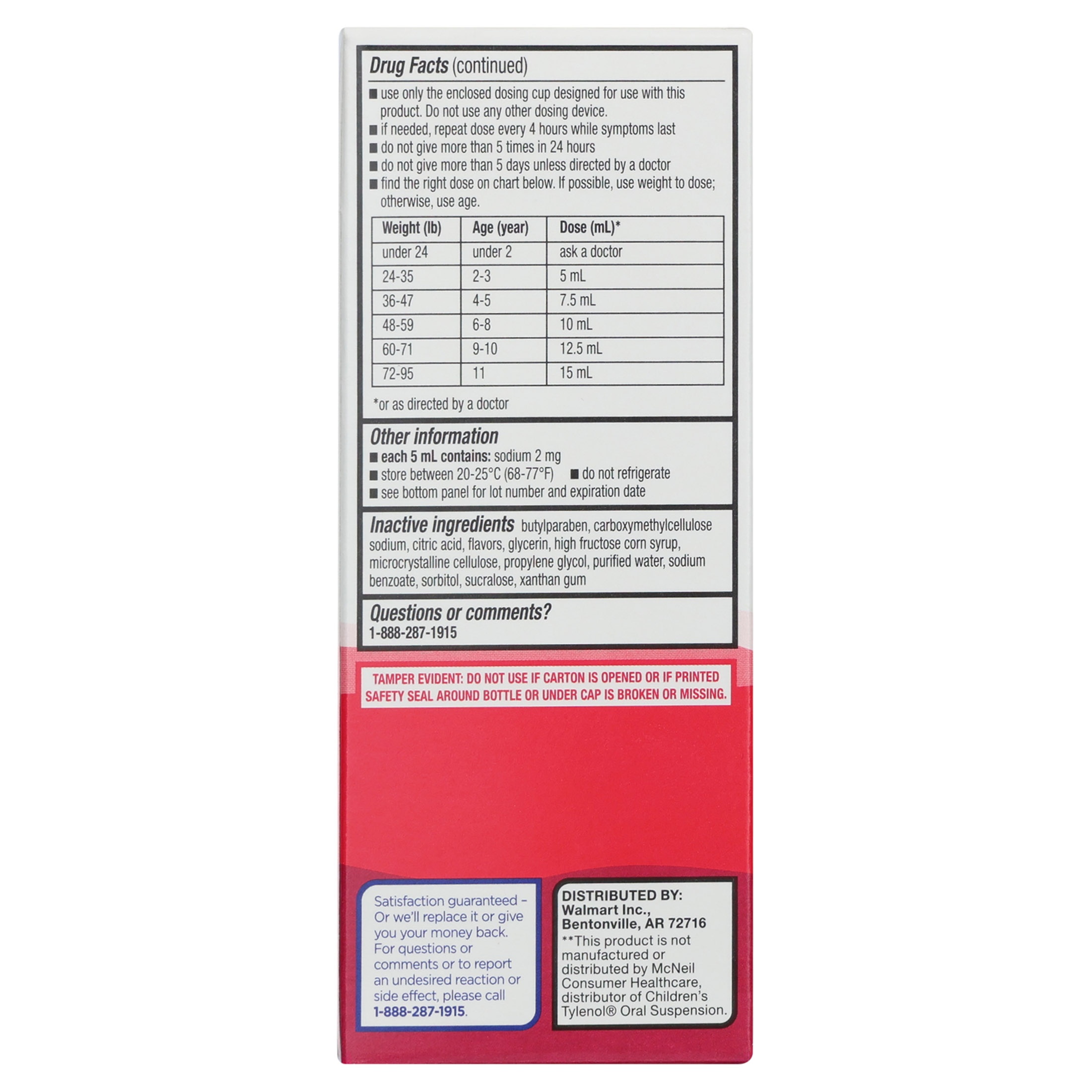 Suspensión oral de acetaminofén para niños, alivio de dolor y fiebre, sin colorantes, sabor cereza, 160 mg, de 2 a 11 años, 4 fl oz 8