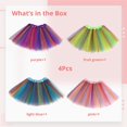 thumbnail image 5 of 4Pcs Girls' Tutu Skirts, Princess Ballet Tutus, Rainbow Tutu Dresses for Age 3-8, 3-Layer Fluffy Tulle Dance Dresses, 5 of 6