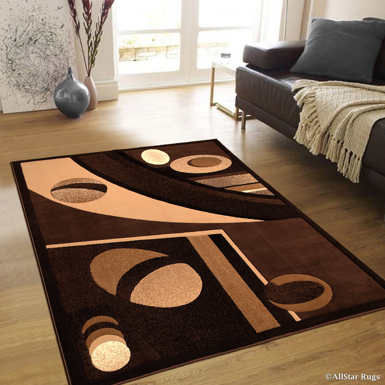 Allstar Brown Abstract Modern Area Carpet Rug (7' 10