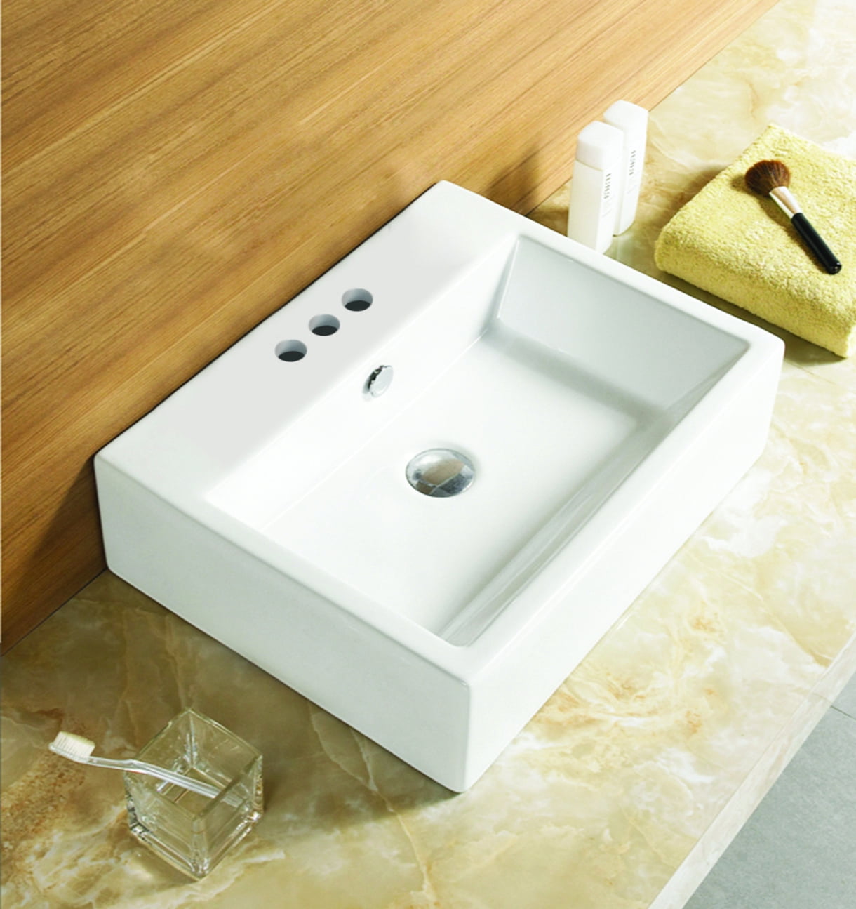 American Imaginations 19.75-in. W Above Counter White Bathroom Vessel Sink For 1 Hole Center Drilling AI-438