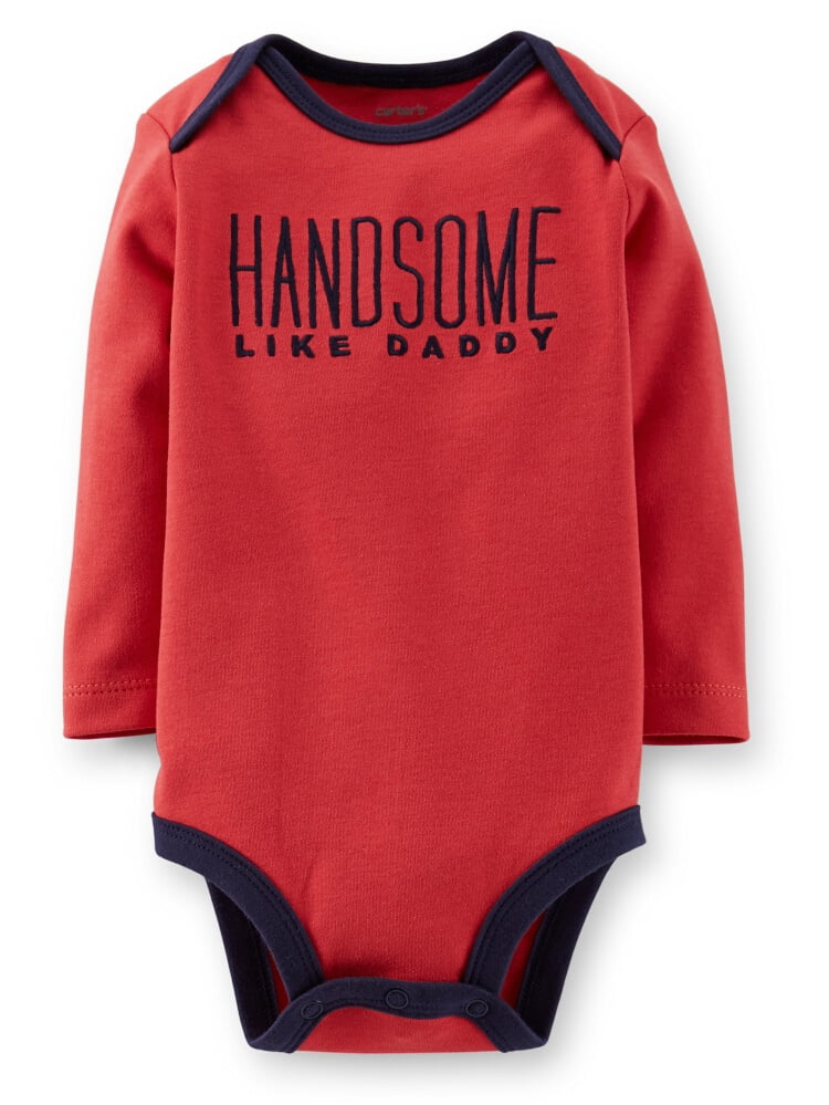 Carter's Baby Bodysuits I'm Cute Mom's Cute Dad's Lucky Embroidered Blue Red 