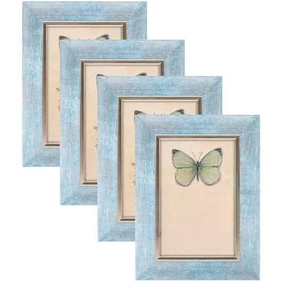 4x6 Picture Frames Set of 4 Rustic Retro Photo Frame with HD Plastic Cover for Wall Mount and Tabletop Display Family Friends Wedding Gift