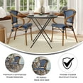 thumbnail image 4 of Merrick Lane Set of Two Stacking Thonet French Bistro Style Chair with Arms, Navy & White PE Rattan Seat, and Bamboo Metal Frame for Indoor/Outdoor Use, 4 of 16