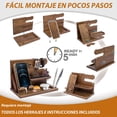 thumbnail image 4 of Cipaher Soporte de Sobremesa de Madera Maciza Organizador Multiusos para Teléfonos Relojes Gafas y Llaves, 4 of 5