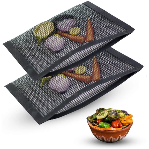 2-Piece Grill Mesh Bags - Outdoor Cooking Bags, Non-Stick Grilling