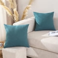 thumbnail image 2 of Jepeak Woven Textured Throw Pillow Covers Cushion Cases Pack of 2 Solid Linen Decorative Square Pillow Cover for Sofa Bed Couch (18x18 inch, Teal), 2 of 11