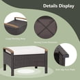 thumbnail image 4 of DORTALA 2 Piece Patio Wicker Ottomans, Square Ottoman Foot Rest with Cushions, Outdoor Rattan Footstool for Couch, Chair, White, 4 of 7