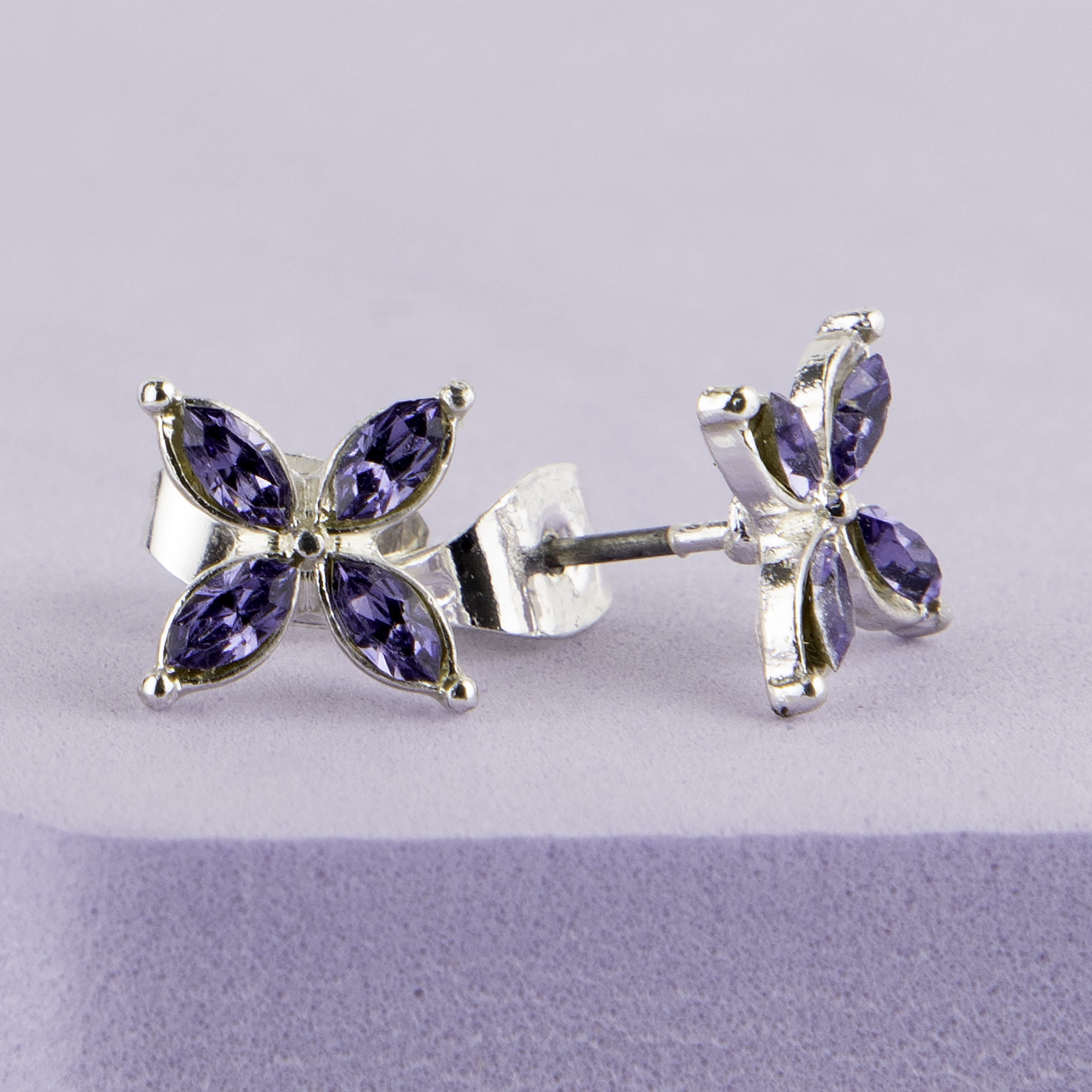 Claire's Teen Girls' Flower Assorted Crystal Stud Earrings Set, 12 Pack, 73803