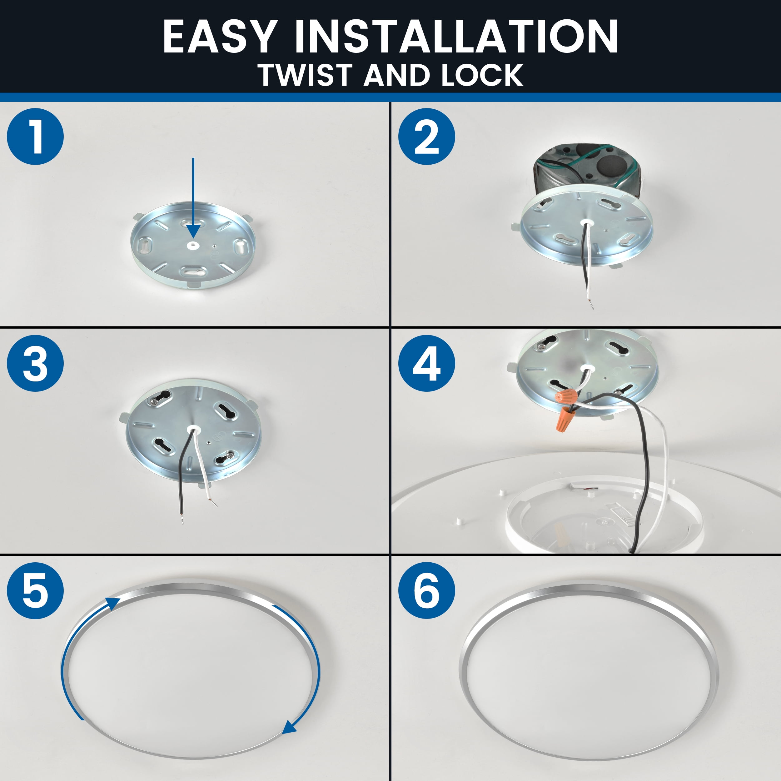 Mainstays 14 Inch Flush Mount LED Ceiling Light with 5CCT Selectable Color Temperatures (2 Pack)