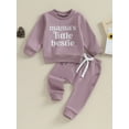 thumbnail image 2 of Wassery Toddler Girl Fall Clothes 3M 6M 12M 18M 24M 3T Baby Girls Letter Print Long Sleeve Sweatshirt Pullover Tops Solid Color Long Pants 2 Pcs Autumn Outfit for Infant Newborn Girl, 2 of 8