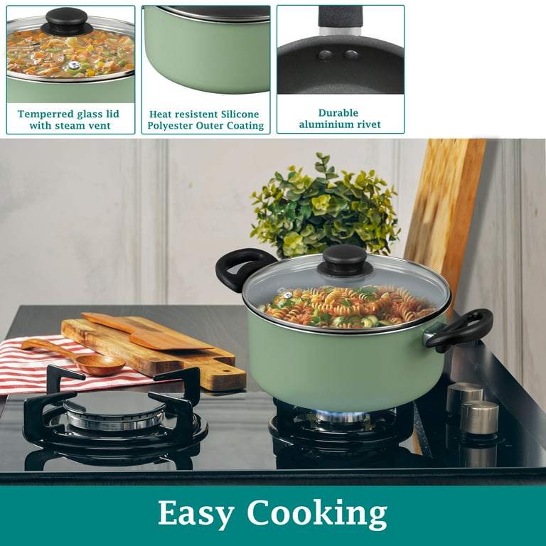 Mainstays 7 Piece Nonstick Aluminum Pots and Pans Cookware Mainstays 7 Piece Nonstick Aluminum Pots and Pans Cookware