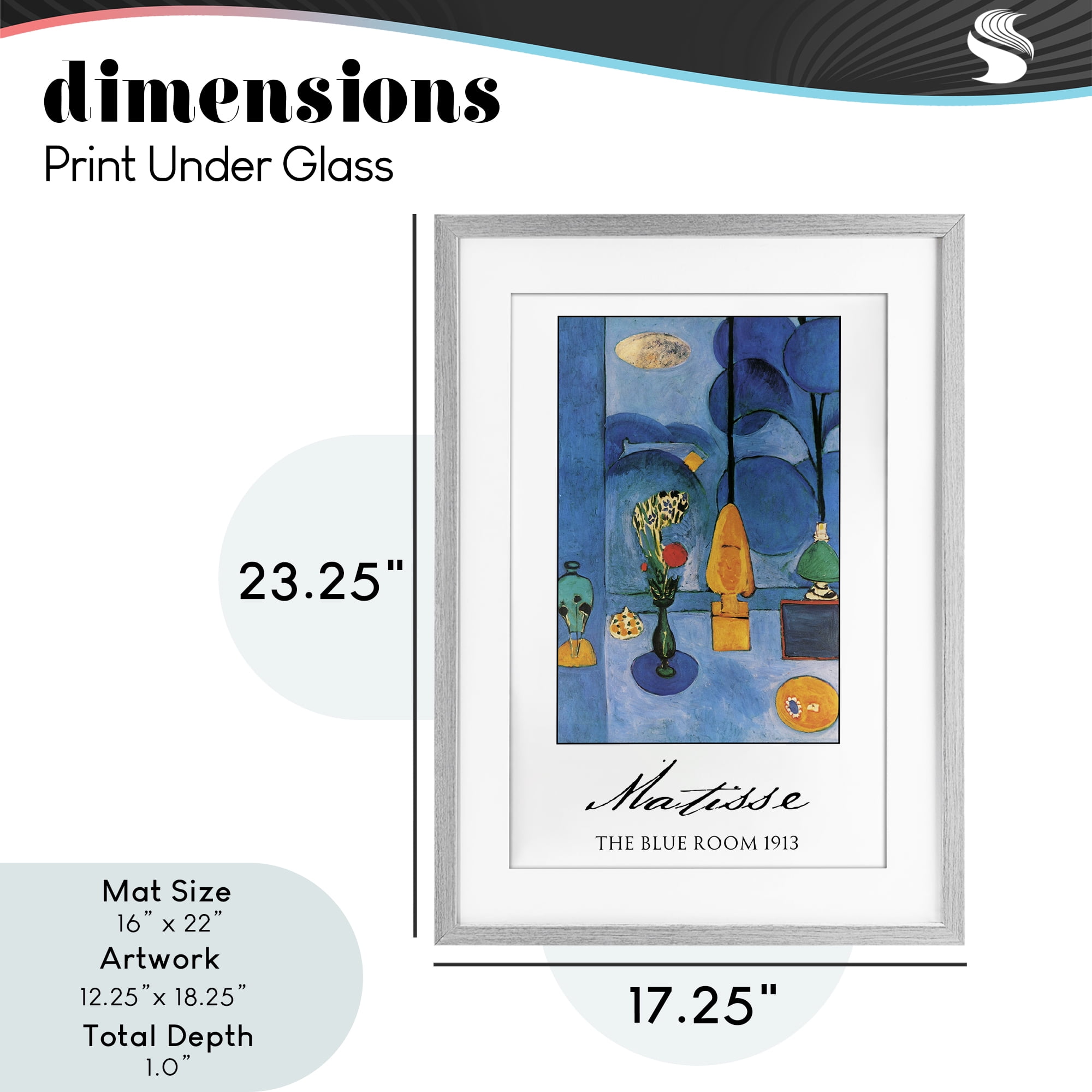 Matisse The Blue Room Gray Framed Print Under Glass, design by Vintage Hustle