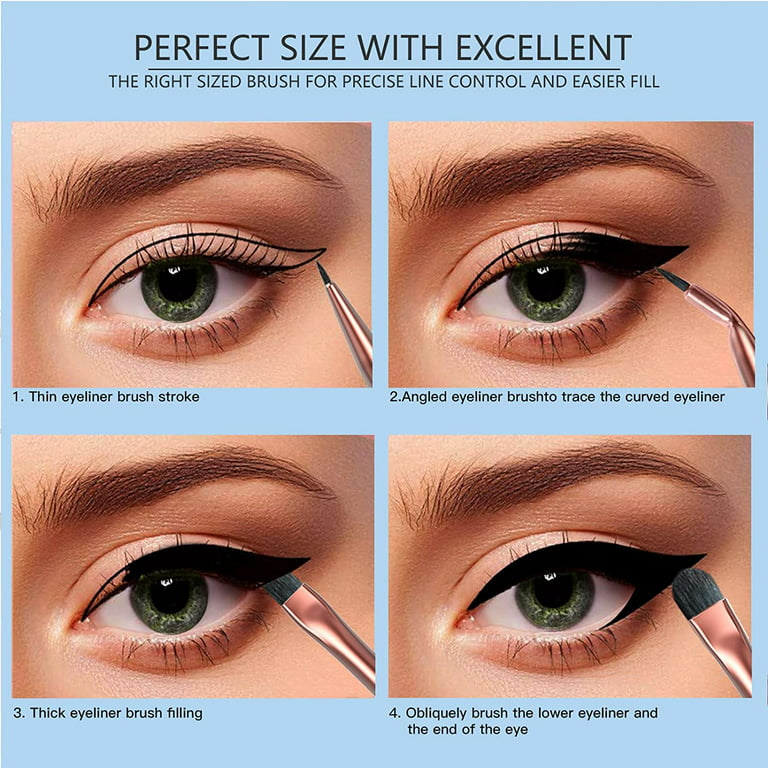 Fine Angled Eyeliner Brush, 6 Pcs Gel Eye Liner Makeup Brushes, Angeld Flat  Definer Ultra Thin Bent Pencil Point Eyeliner Brushes