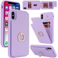 for iPhone Xs Max Case with Card Holder,Credit Card Holder,Ring Stand