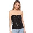 thumbnail image 1 of Womens Sparkly Sequin Strapless Metallic Tube Tops for Party Clubwear, 1 of 6