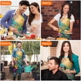 thumbnail image 4 of Colorful Tropical Leaf Pattern Apron-Garden Aprons for Women with Pockets-Cotton Linen Waterproof Kitchen Cooking Gardening Aprons Adjustable for Kitchen,Cooking,BBQ and Salon 33x27 Inch, 4 of 7