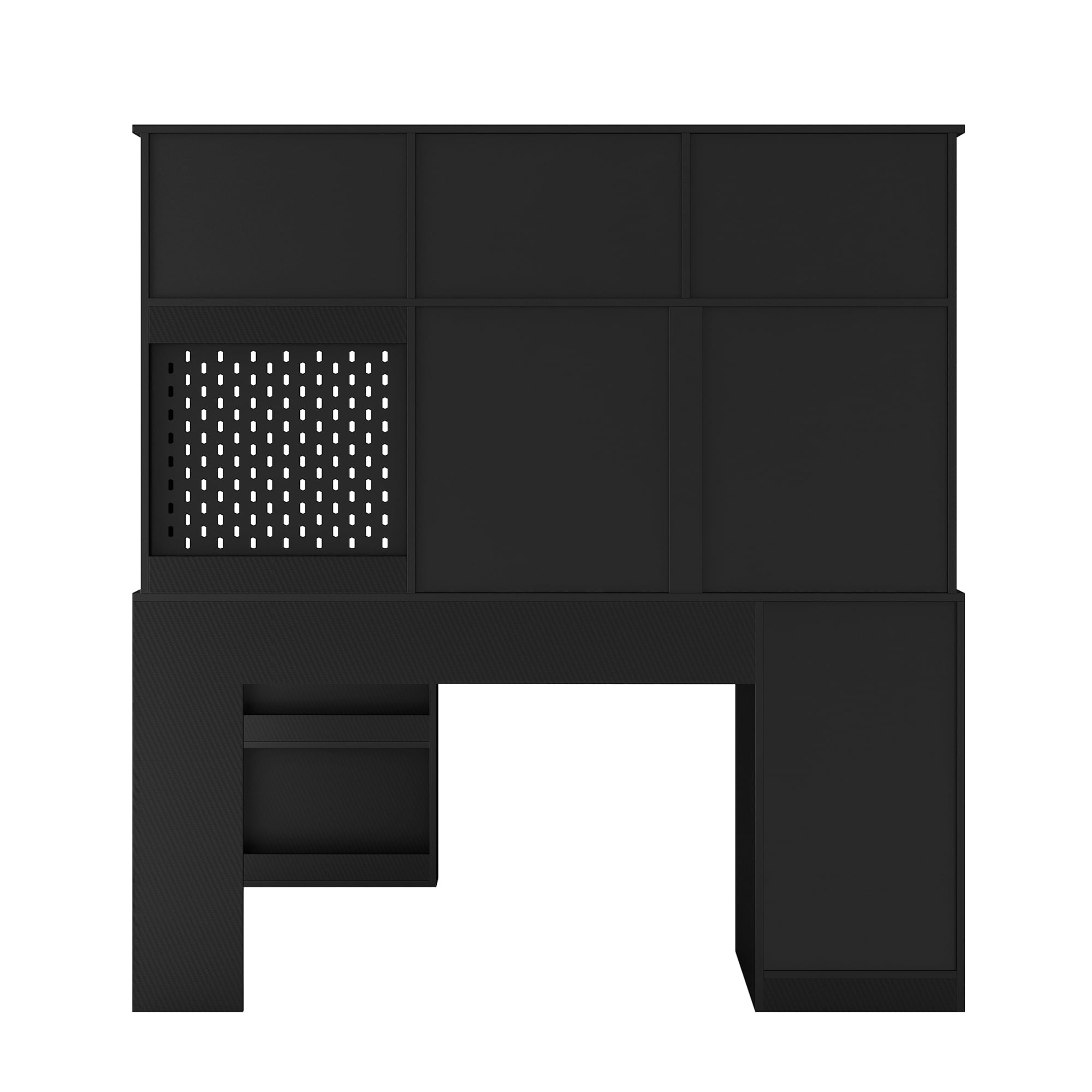 L Shaped Computer Desk with Storage Drawers, 2-IN-1 Home Office Desks with Bookshelf & Hutch & Pegboard, Modern Office Table with Outlet, Work Desk Study Desk for Home Office, Black