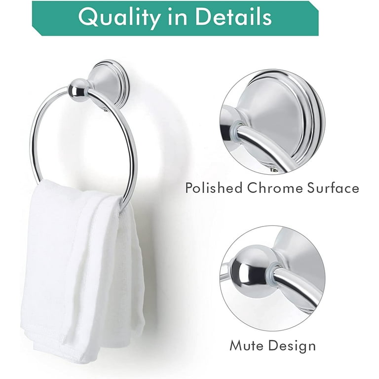 Towel Ring for Bathroom Wall, Polished Chrome Bathroom Hand Towel Ring,  Rustproof Bath Towel Ring, Round Towel Holder 1 Pack 