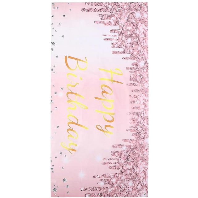 Birthday Party Backdrop Banner Happy Birthday Hanging Decor Rose Gold 180x90cm Background Decor 1Pack