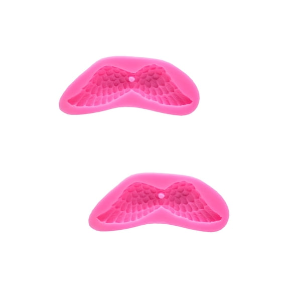 MLINS 2pcs Silicone Angel Wings Molds Cake Decorating Tools Bakeware Cupcake Dessert Chocolate Fondant Mold (Pink)