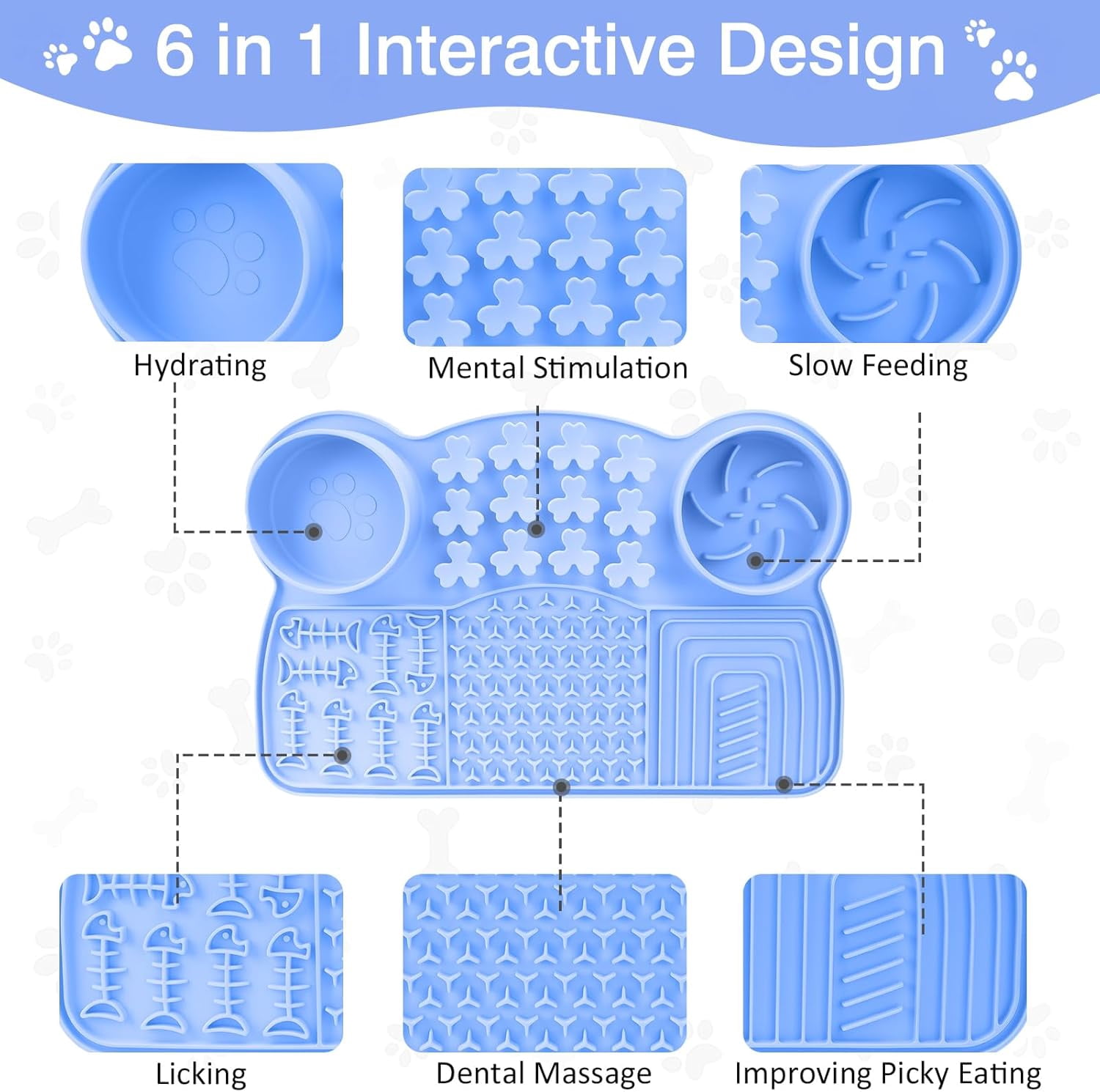 Slow Feeder Insert Dog Indoor Pet Bowl (Blue Panda)