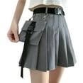 thumbnail image 2 of YM YOUMU Women Punk Gothic Cargo Skirt with Chain Belt Pocket High Waist Skirts for Party, 2 of 5
