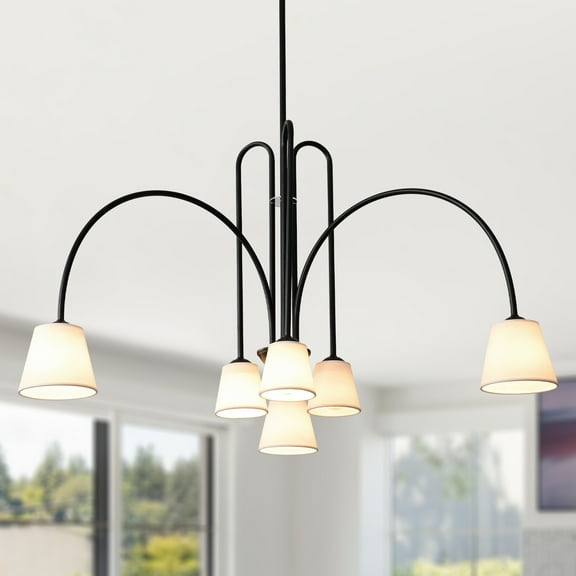 Bella Depot 40" Black Modern Candelabra Chandelier 6-Light Adjustable Pendant Light for Bedroom