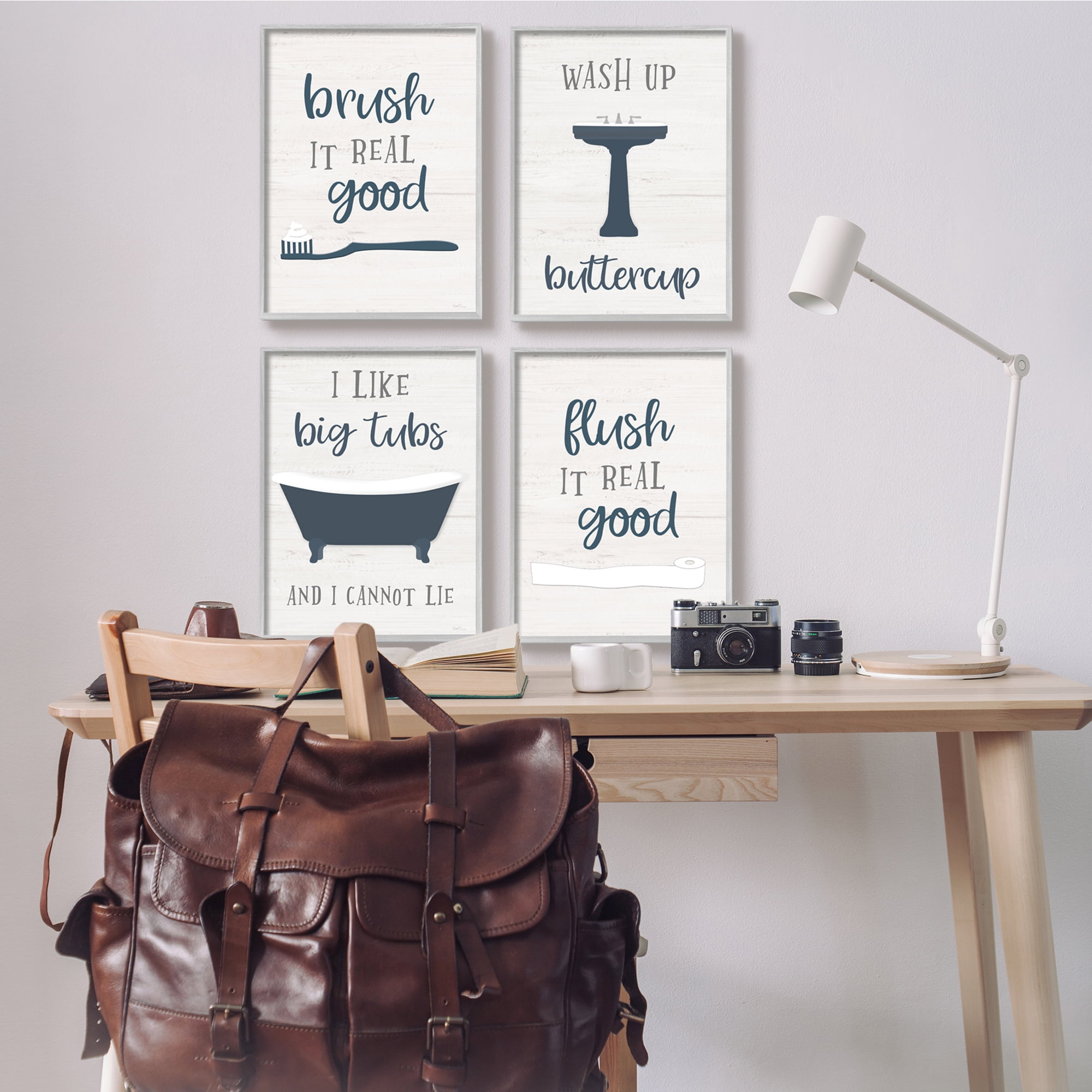 Stupell Indtries Bathroom Rules Humor Good Hygiene Puns Blue Grey,16 x 20,Design by Natalie Carpentieri