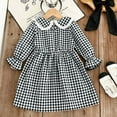 thumbnail image 5 of IVEYRTF Girls A Line Dress Long Sleeve Round Neck White Checkered Comfortable Soft Breathable Fabric Stylish Everyday Wear for Daily Travel Home Holiday Birthday Party Outfits(Black,5 Years), 5 of 7
