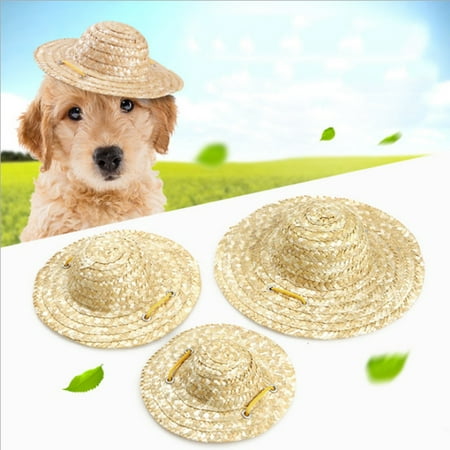 Maraso Pet Cat Puppy Dog Straw Hat Adjustable Buckle Costume Ornament For Small (Best Straw For Dog Bedding)