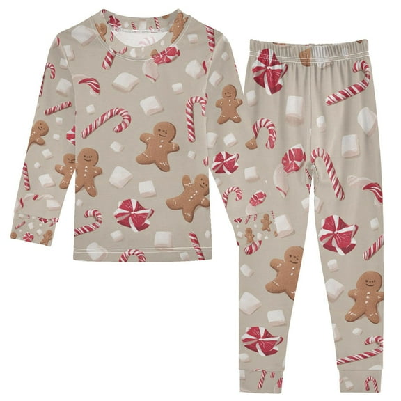 Boys Pajamas Girls Pajama Gingerbread Man Lollipop Cute Comfortable Cotton Two-piece Pajama Set